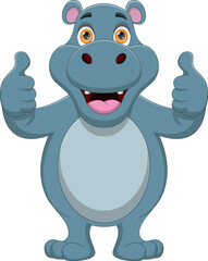 cute cartoon hippo thumbs up