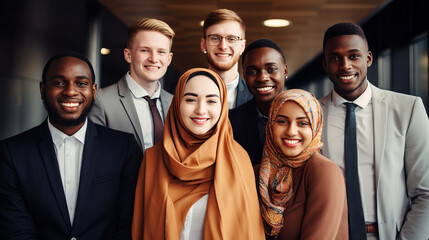 group of young people with different ethnicity work together as a team in a company