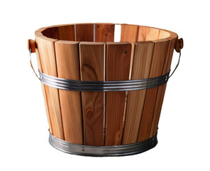 wooden bucket white background, isolate, png