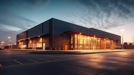 Fototapeta na wymiar Modern logistics warehouse illuminated