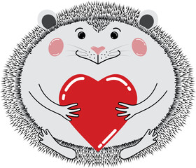 Vector character hedgehog with heart.