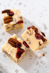 Homemade White Chocolate Cranberry Pecan Fudge
