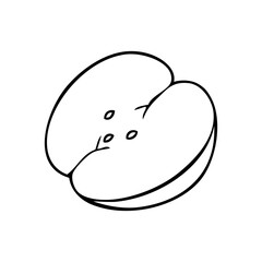 apple slice line vector illustration