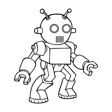 toy robot line vector illustration