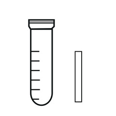 lettering in the form of a medical tube with blood in the shape of the letter I, drawn in line art style