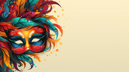 Carnival Mask Banner copyspace. Multicolored with Text Space