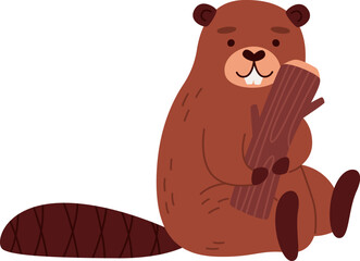 Beaver With Log