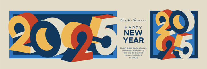 2025 new year with number on art wall concept. Happy new year 2025 modern art banner template © Gkpartner