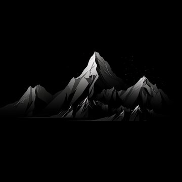 Mountain with black transparent background for stickers or posters. Generative AI Technology 