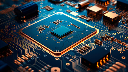 Central Computer Processors CPU concept. Motherboard digital chip.