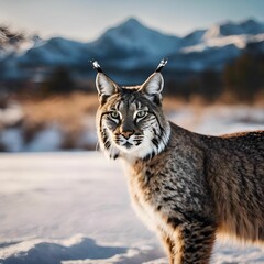 AI generated illustration of a lynx standing in a snowy landscape