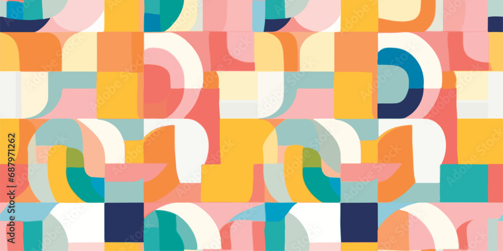 Poster fun colorful seamless pattern collection. creative 90s style geometric shape background for children