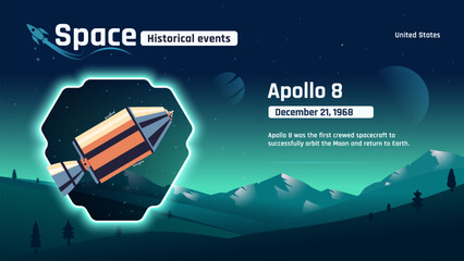 Apollo 8 Unveiling Space's Historic Events and Revolutionary Inventions-Vector illustration design