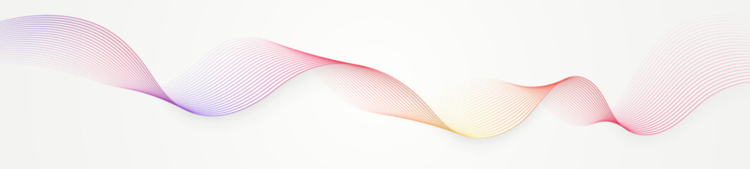 White abstract background with colorful flowing wave lines. Modern gradient wavy lines design element. Dynamic wave. Suit for cover, banner, brochure, card, flyer, header, wallpaper, website