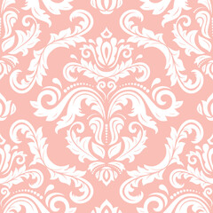 Classic seamless vector pattern. Damask orient ornament. Classic vintage light pink white background. Orient pattern for fabric, wallpapers and packaging