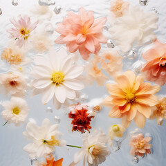 Flowers floating gently on water