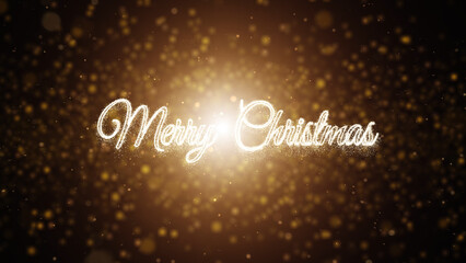 Merry Christmas greetings with golden particles illustration. © robsonphoto