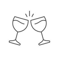 Clinking glasses line outline icon