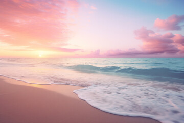 Fototapeta premium beach view, soft pink sunset