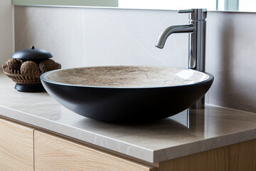 Modern interior water sink in bathroom