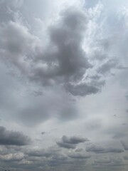 Blue and grey clouds in the overcast sky
