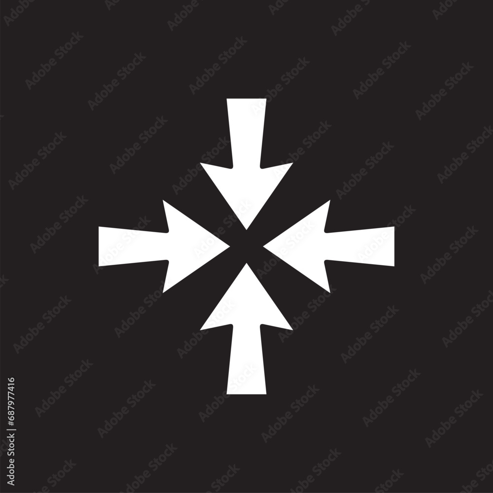 Poster inward arrow icon vector. four arrows icon sign symbol vector. arrow pointing center vector icon ill