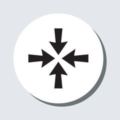 Inward arrow icon vector. Four Arrows sign symbol in trendy flat style. Arrow pointing center vector icon illustration in circle isolated on gray background	
