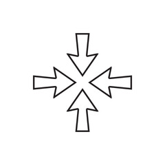 Inward arrow icon vector. Four Arrows icon sign symbol vector. Arrow pointing center vector icon illustration isolated on white background
