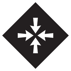 Inward arrow icon vector. Four Arrows logo design. Arrow pointing center vector icon illustration in rhombus isolated on white background
