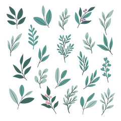 Elegant vector illustration with beautiful twigs and leaves. Ideal for holiday cards, invitations and seasonal decor.