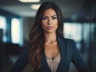 Fototapeta premium Portrait Attractive hispanic young confident business woman in business professional working office