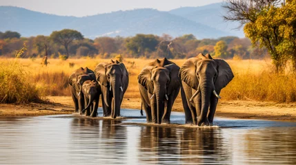 Fototapete Rund A group of elephants © UsamaR
