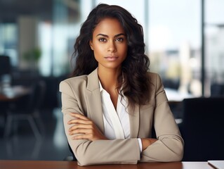 Obraz premium portrait Attractive African young confident business woman in business professional working office