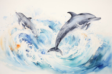 New Haicheng style dolphins leap out of the sea.