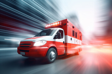Fototapeta na wymiar An ambulance is rushing to the rescue