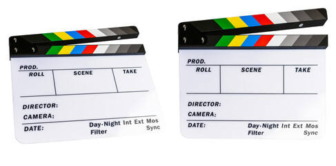 Clapperboard, numerator, isolated on transparent or white background, png  - obrazy, fototapety, plakaty