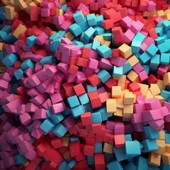 a pile of colorful cubes