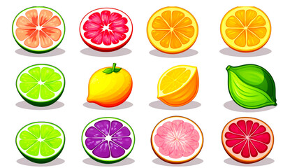 fresh pomelo fruit painting healthy food concept Arrange a beautiful top view with space on a white background.