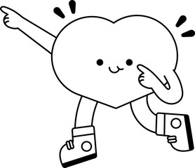 Fototapeta premium Cute Outline Geometric Cartoon