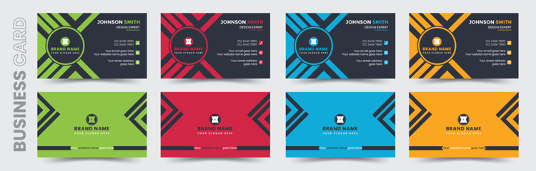 Corporate luxury business card template design four color variation