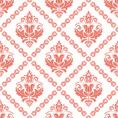 Orient vector classic pattern. Seamless abstract pink background with vintage elements. Orient pattern. Ornament barogue wallpaper