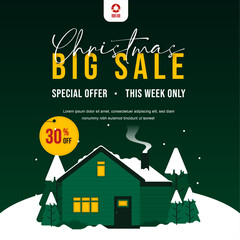 christmas big sale poster banner template design