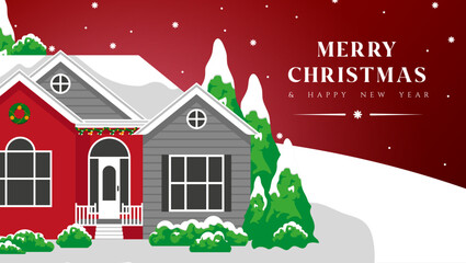 merry christmas and happy new year template poster banner
