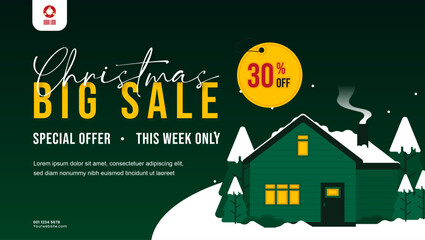 christmas big sale poster banner template design