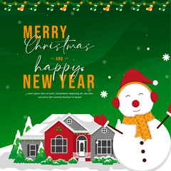 merry christmas and happy new year template poster banner