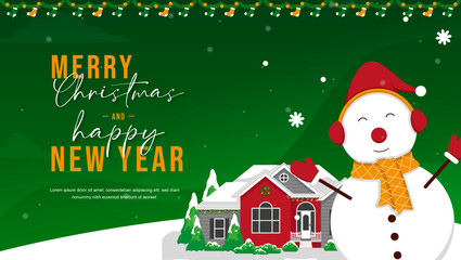 merry christmas and happy new year template poster banner