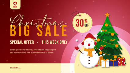 christmas big sale poster banner template design