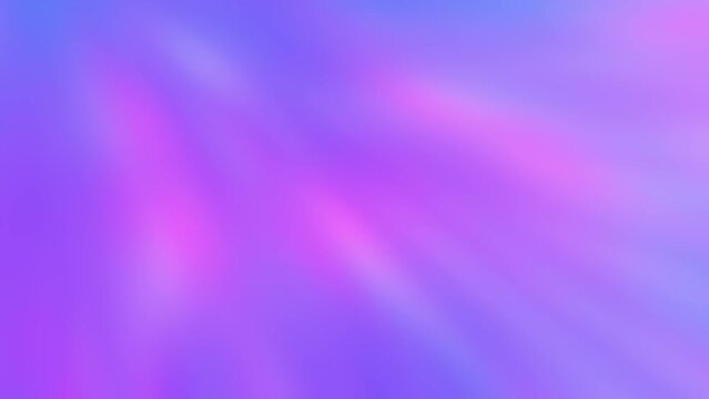 Rotating motion of light blue soft pink lilac lavender purple defocused rays. Abstract holographic background 4K, copy space. Blurry iridescent backdrop banner cover. Pastel gradient. Swirl animation