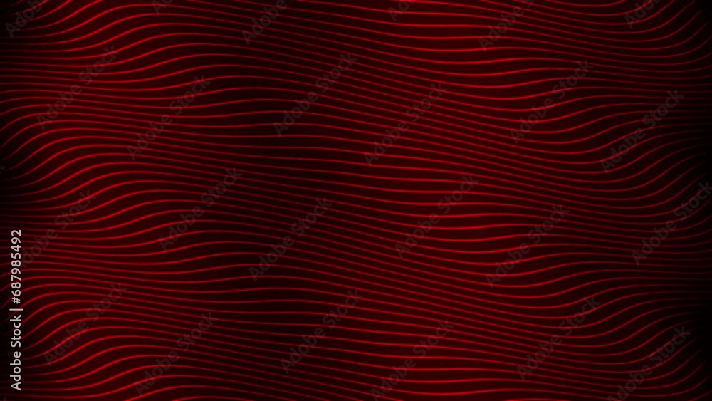 Poster abstract wave red lines loop animated video. 3d abstract black background looping animation. wave ab