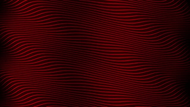 Abstract wave red lines loop animated video. 3d Abstract black background looping animation. Wave abstract red wave animation